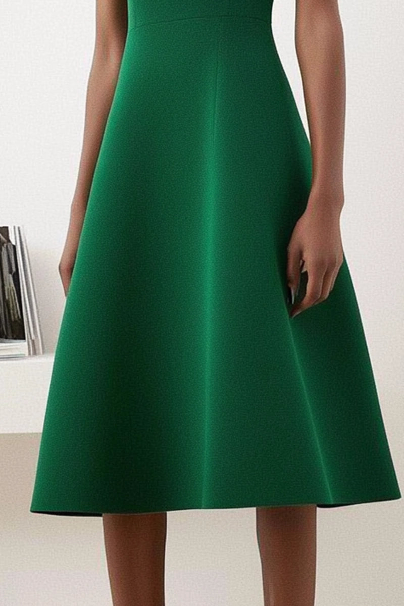 Green Work Business Dress A Line Midi Dress Simple beautiful generous and full of charm