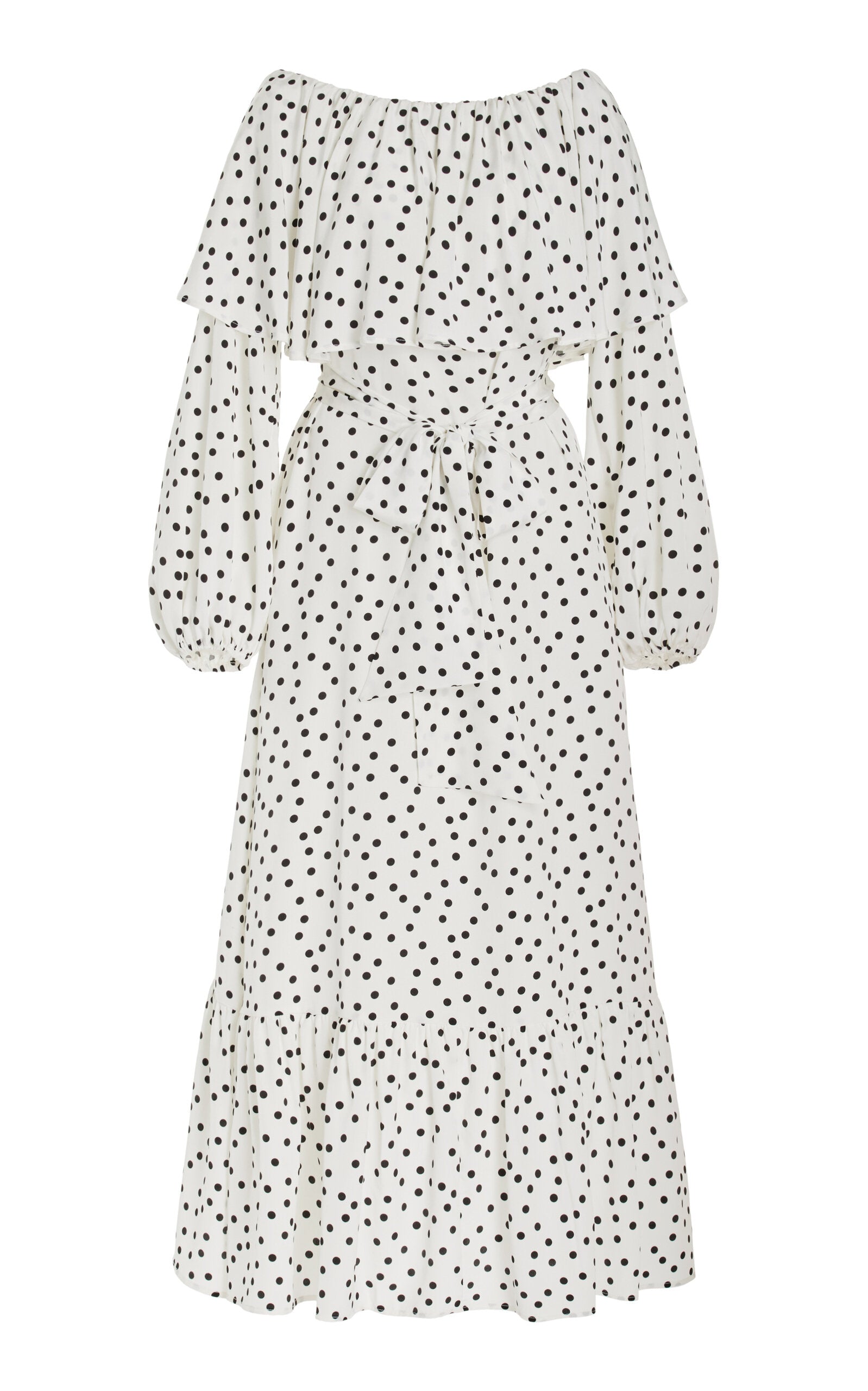 Exclusive Off-The-Shoulder Silk Crepe Maxi Dress Full of charm simple and atmospheric