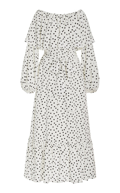 Exclusive Off-The-Shoulder Silk Crepe Maxi Dress Full of charm simple and atmospheric