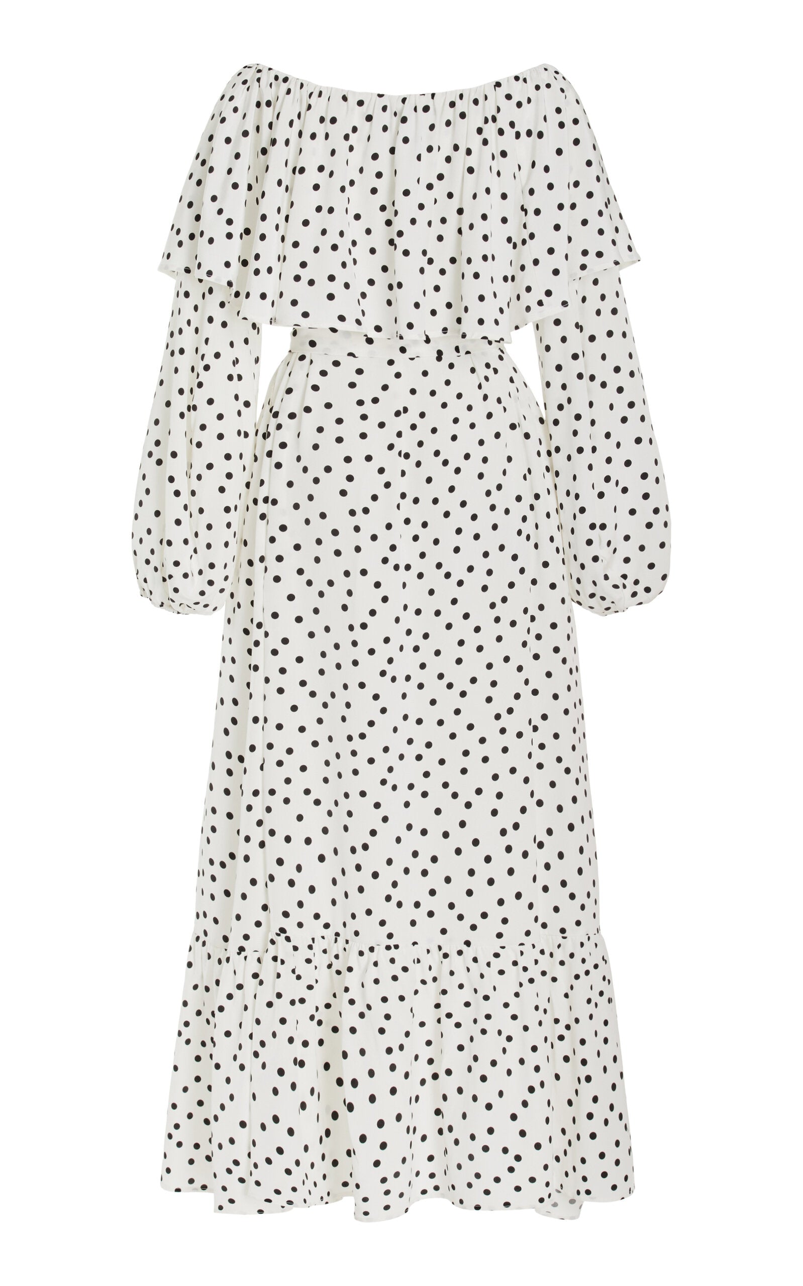 Exclusive Off-The-Shoulder Silk Crepe Maxi Dress Full of charm simple and atmospheric