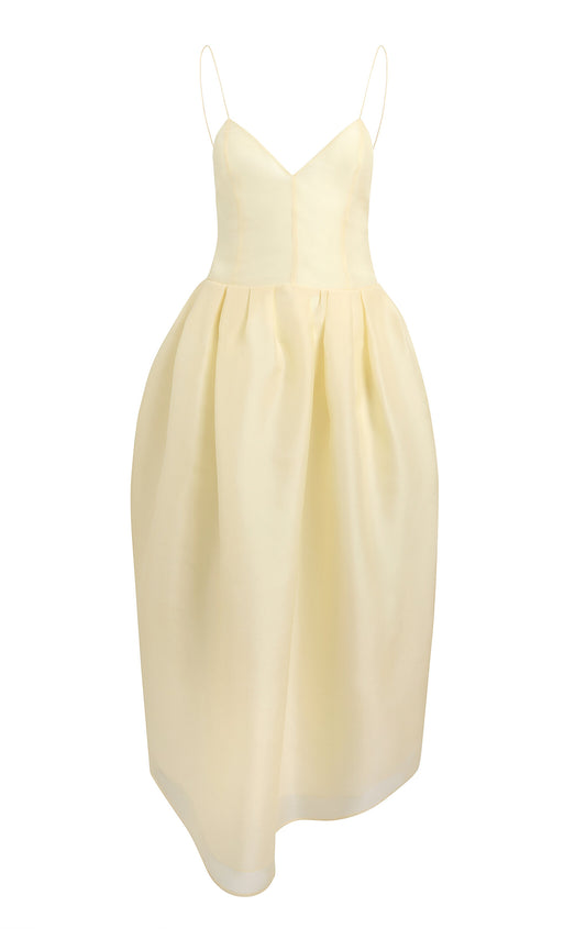 Colette Sleeveless Shantung Organza Midi Dress Full of charm simple and atmospheric