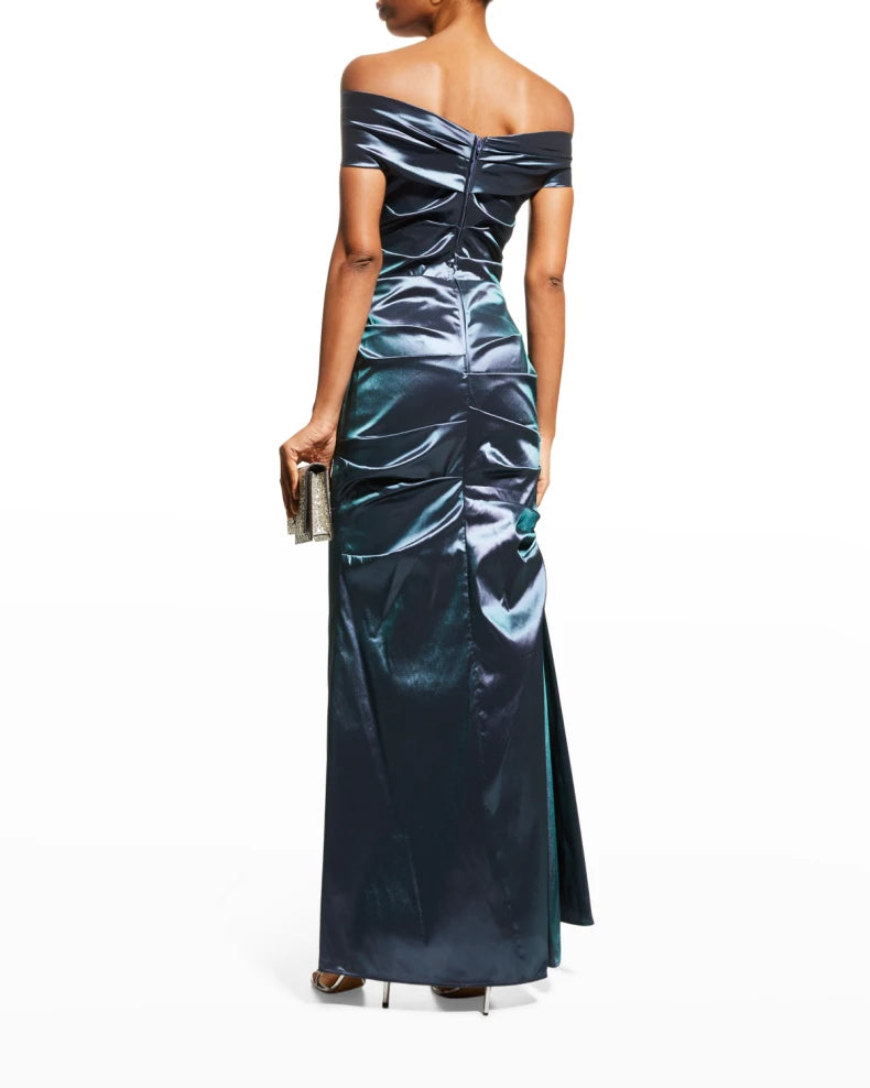 Off-Shoulder Ruched Taffeta Gown Beautiful and charming simple and unique desig