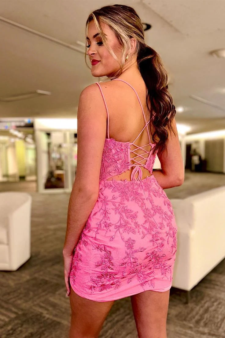 Sweet Pink Appliques Tight Homecoming Dress Simple atmospheric beautiful and unique design