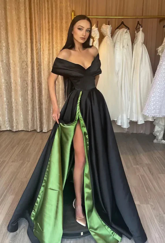 satin long prom dress A-line evening dress sexy new arrive prom dress modest evening dresses