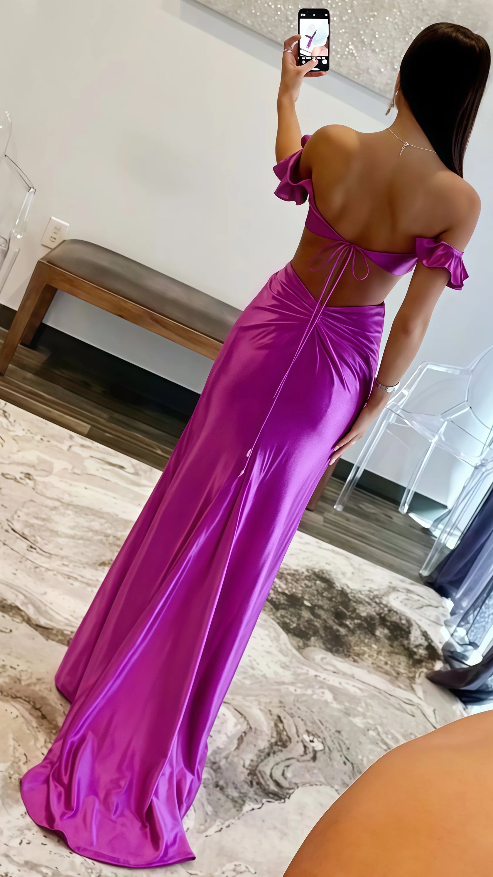 Sexy Mermaid Beautiful elegant and unique design Prom Dress Off The Shoulder Purple Prom Dresses