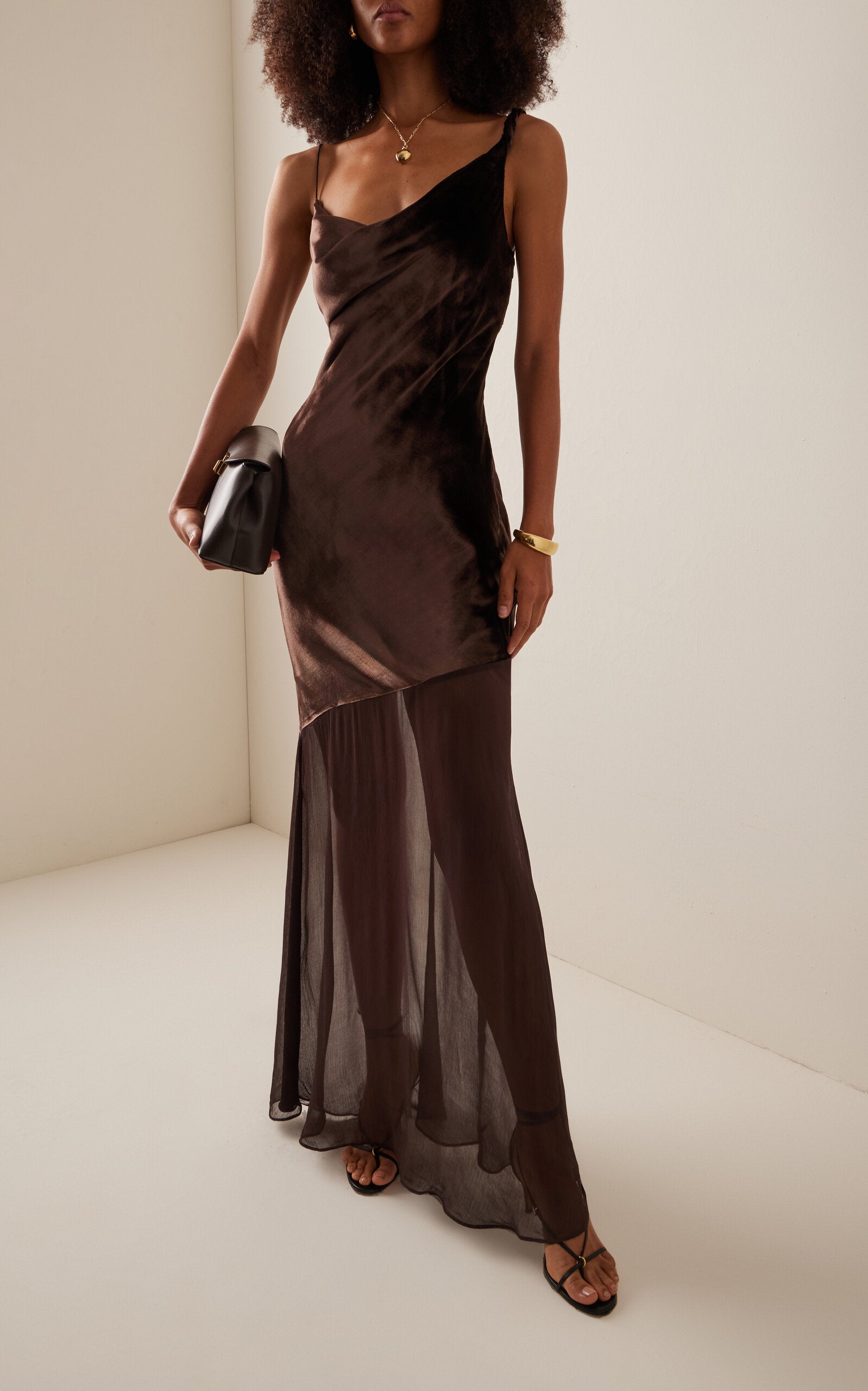 Beaton Velvet-Chiffon Maxi Dress Simple gentle beautiful and gran