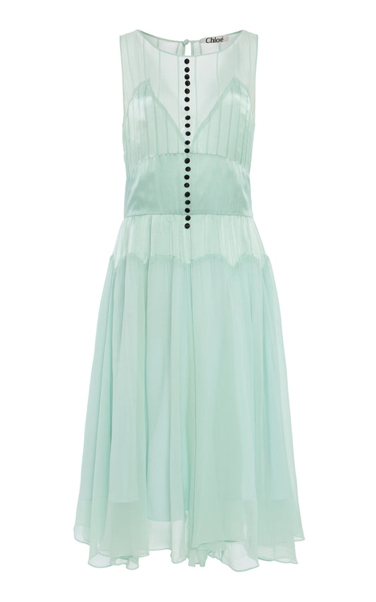 Sheer Chiffon Midi Dress Full of charm simple and atmospheric