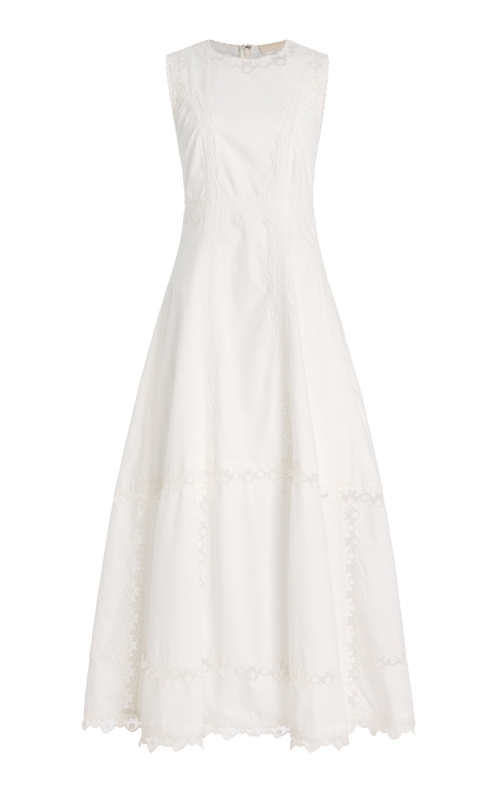 Embroidered Cotton Midi Dress Full of charm simple and atmospheric