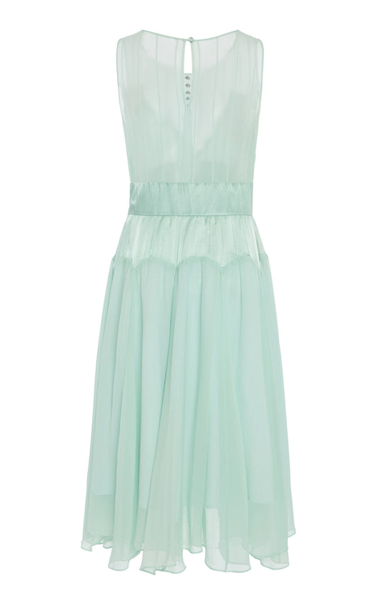 Sheer Chiffon Midi Dress Full of charm simple and atmospheric