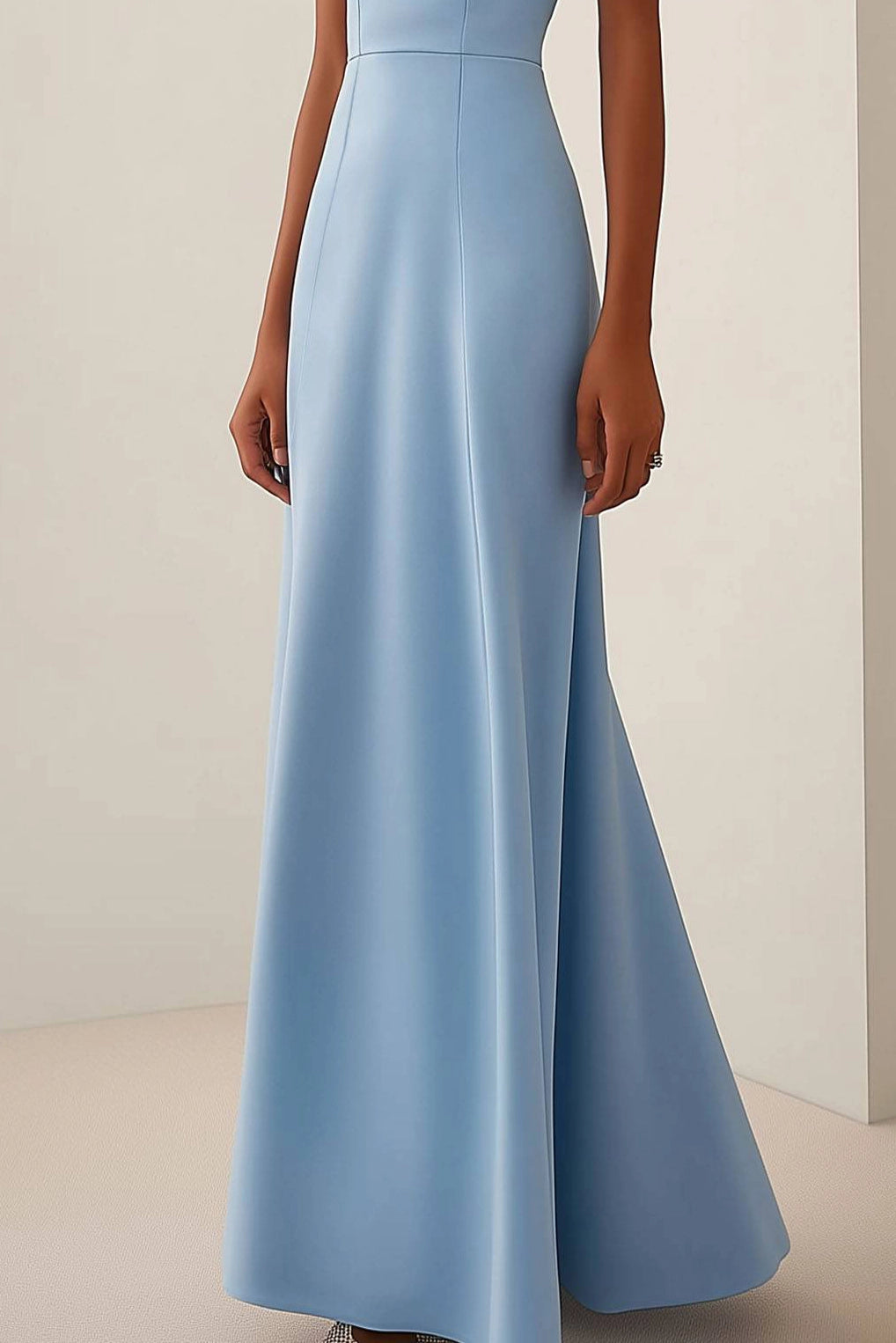 Wedding Guest Formal Dress Light Blue Crystal Embellished Maxi Dress Simple beautiful generous and full of charm