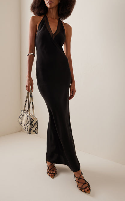 Mesh-Trimmed Knit Maxi Dress Simple gentle beautiful and grand