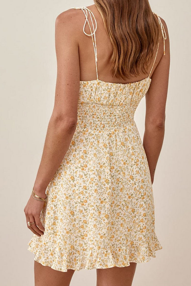 Elegant Floral Frenulum Stringy Selvedge V Neck A Line Dresses Simple atmospheric beautiful and unique desi