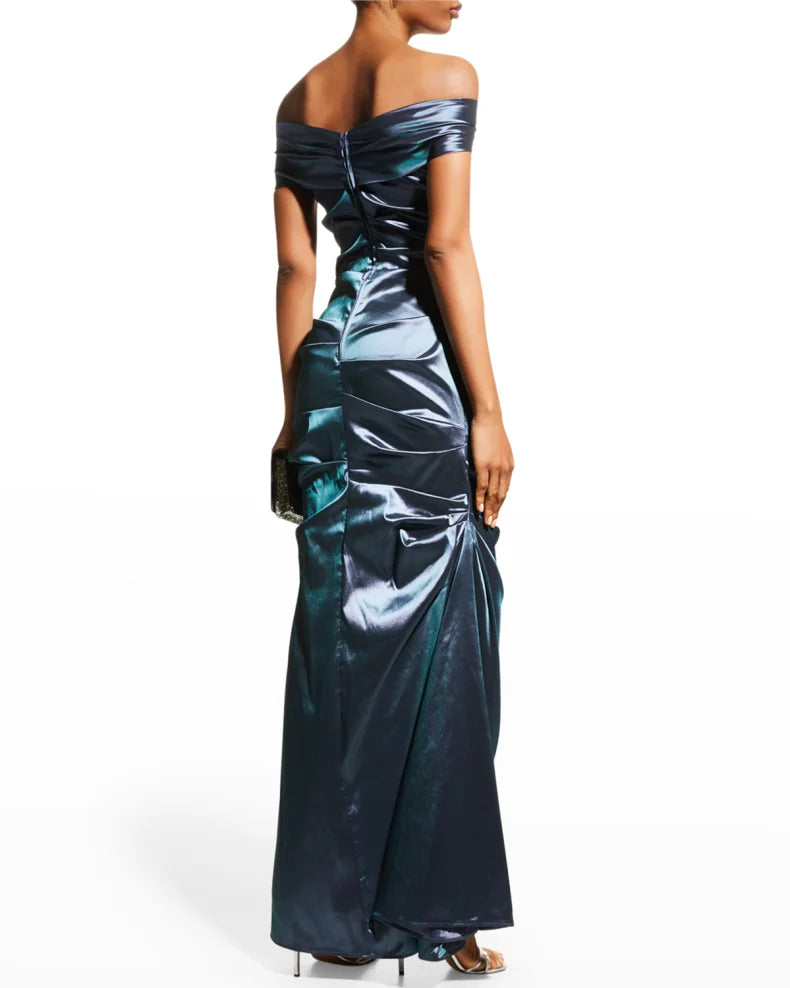 Off-Shoulder Ruched Taffeta Gown Beautiful and charming simple and unique desig