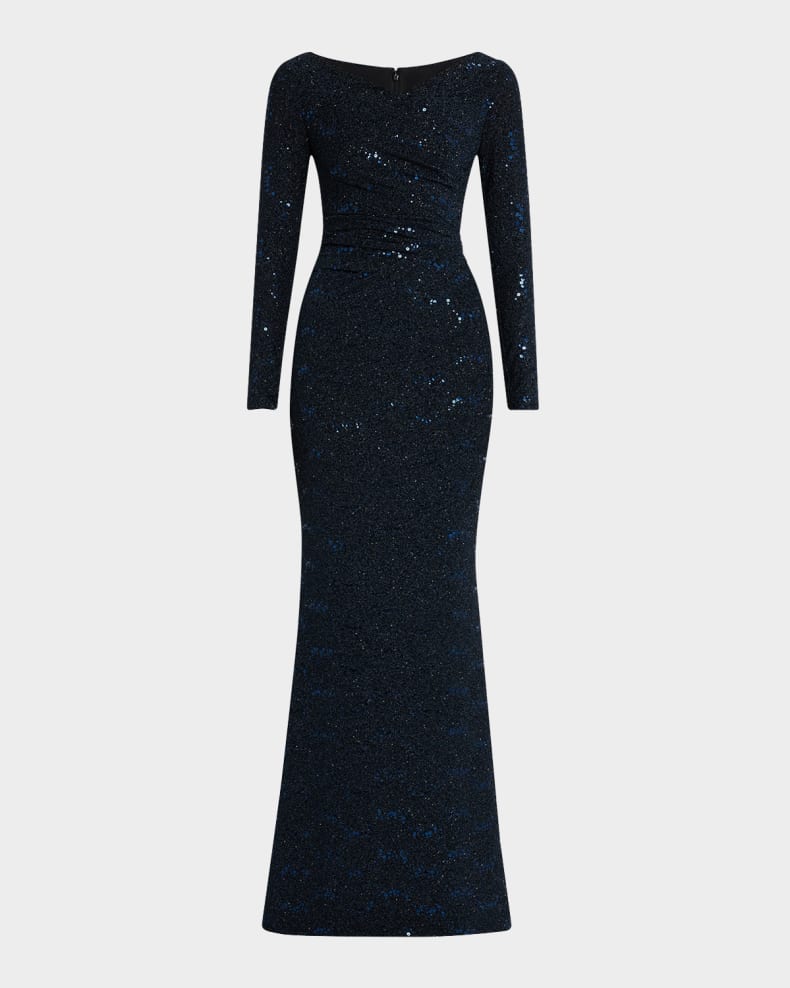 Stardust Trumpet Jersey Long-Sleeve Gown Beautiful and charming simple and unique design