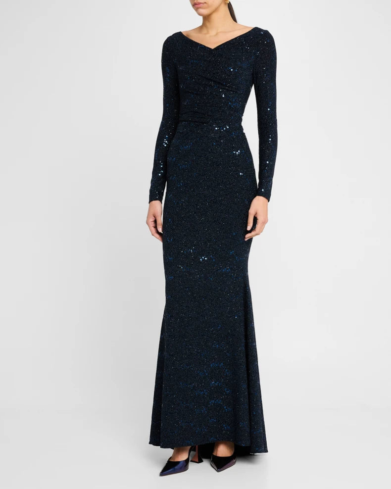 Stardust Trumpet Jersey Long-Sleeve Gown Beautiful and charming simple and unique design