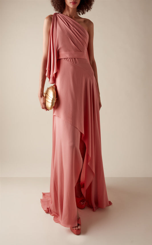Draped Silk Georgette Gown Simple gentle beautiful and grand