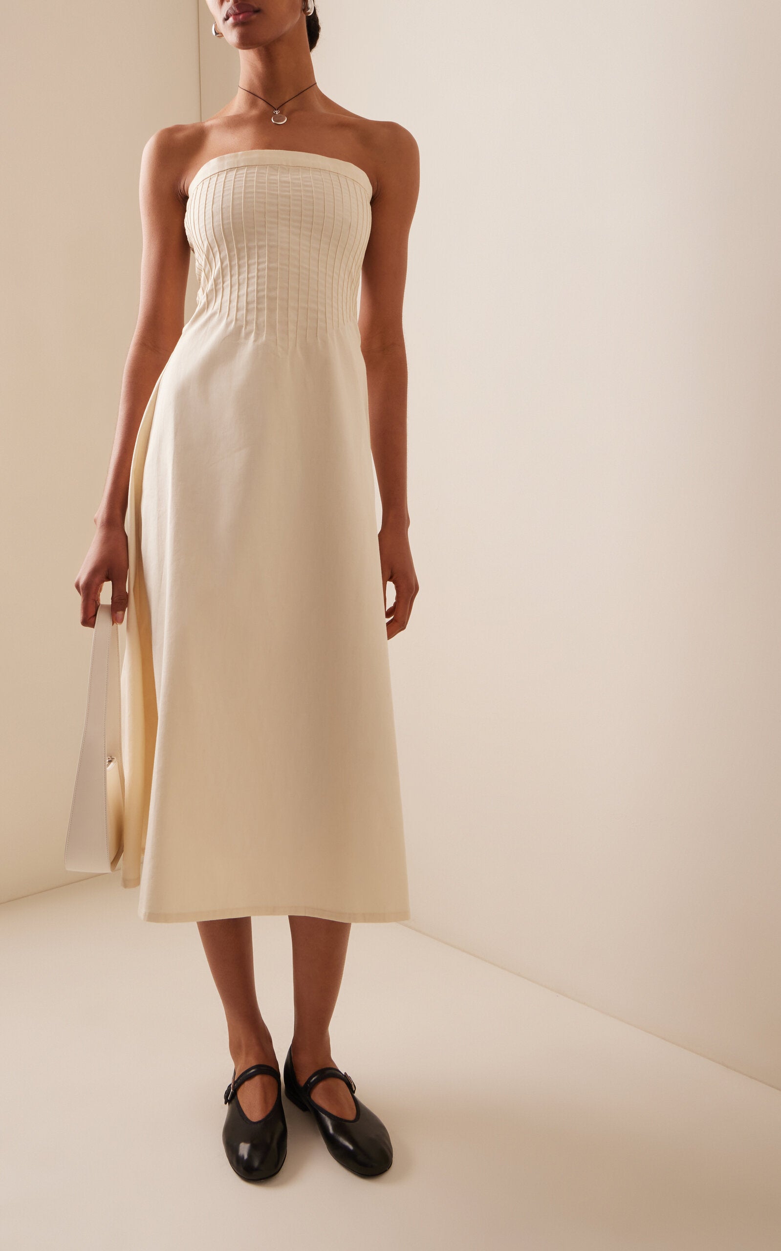 Exclusive Cotton-Blend Midi Dress Full of charm simple and atmospheric