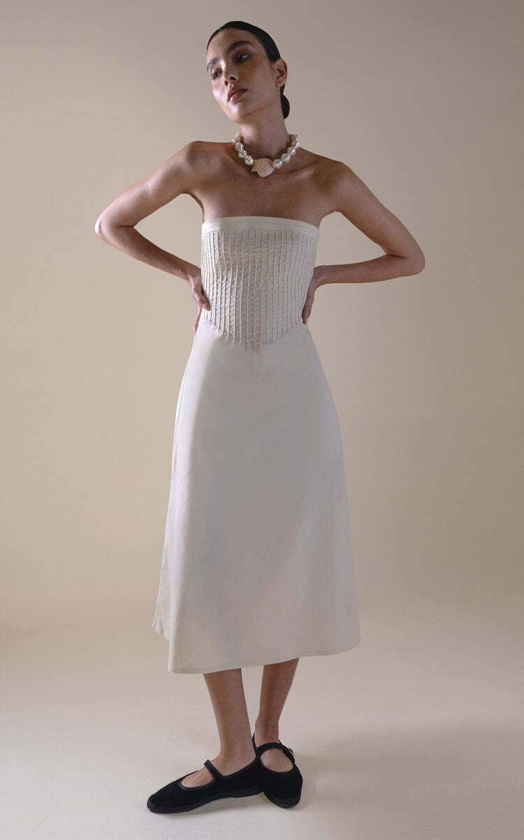 Exclusive Cotton-Blend Midi Dress Full of charm simple and atmospheric