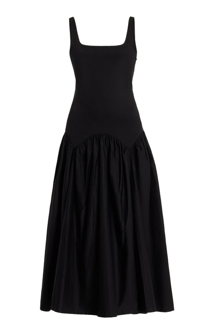 Exclusive Lace-Up Cotton Midi Dress Full of charm simple and atmospheric