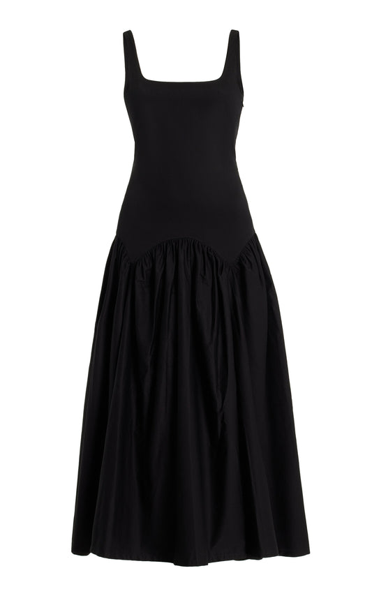 Exclusive Lace-Up Cotton Midi Dress Full of charm simple and atmospheric