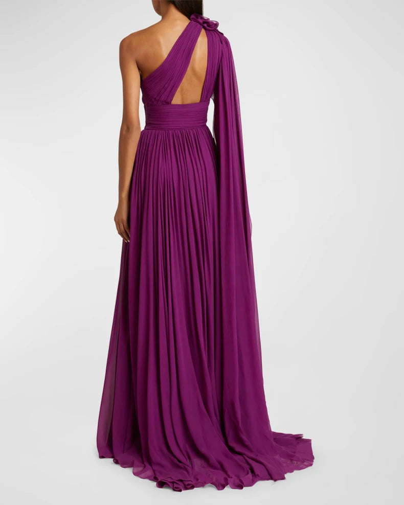 Viva Las Vegas Flower One-Shoulder Silk Gown Charming and unique design Beautiful generous simple