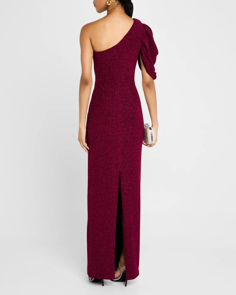 Egan Pleated One-Shoulder Column Gown Beautiful and charming simple and unique design