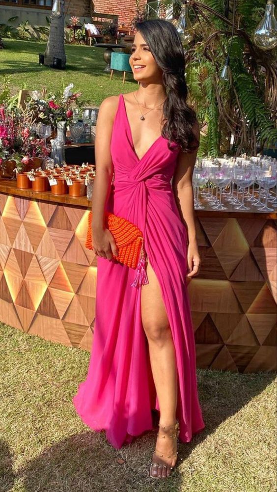 long prom dress evening dress with side slit