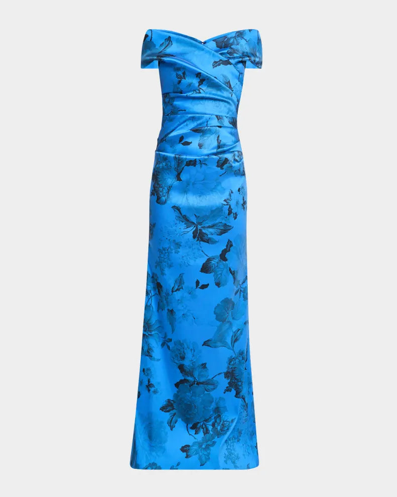 Off-Shoulder Gazar Column Gown Beautiful and charming simple and unique design