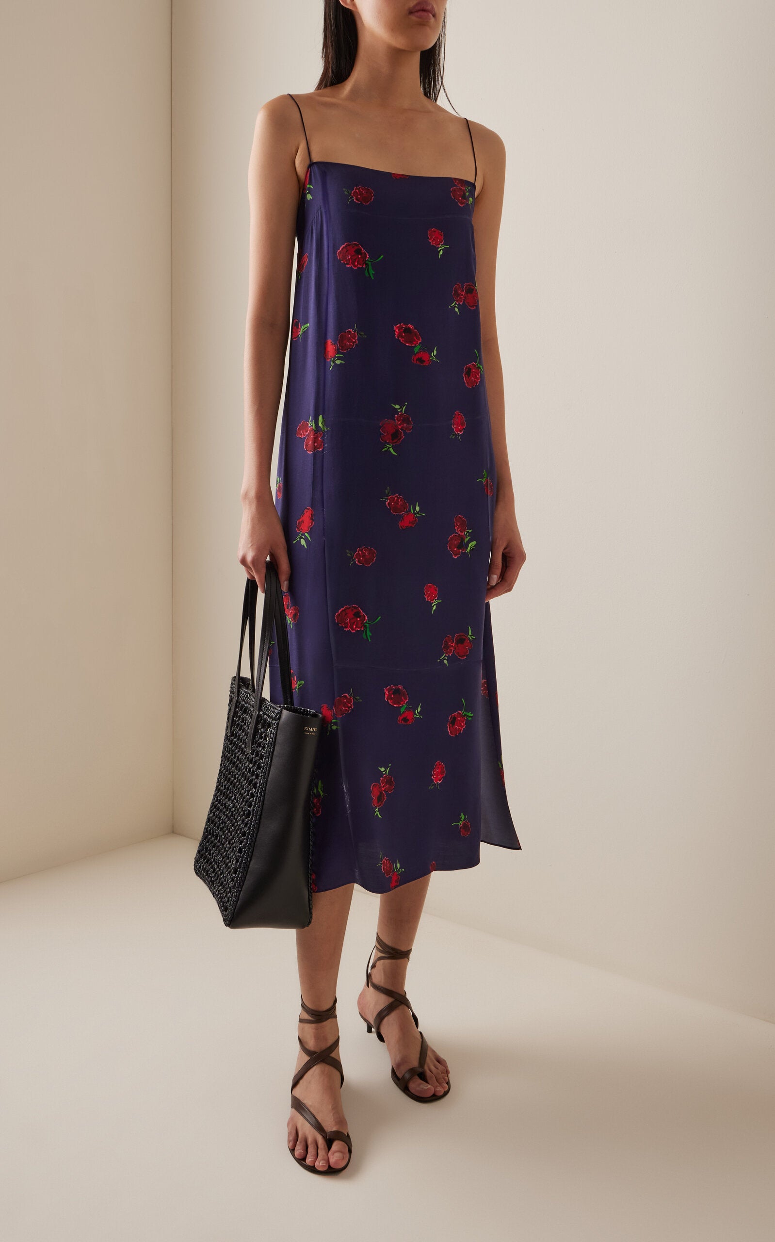Sicily Printed Silk Midi Dress Full of charm simple and atmospheric