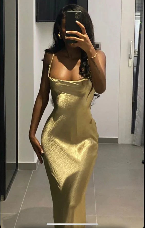 Charming Prom Dress Gold Prom Dress Simple atmospheric gentle