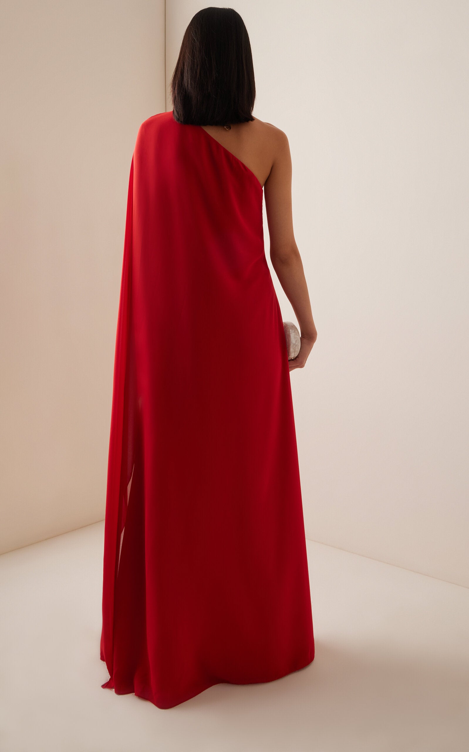 Asymmetric Georgette Maxi Cape Dress Simple gentle beautiful and grand