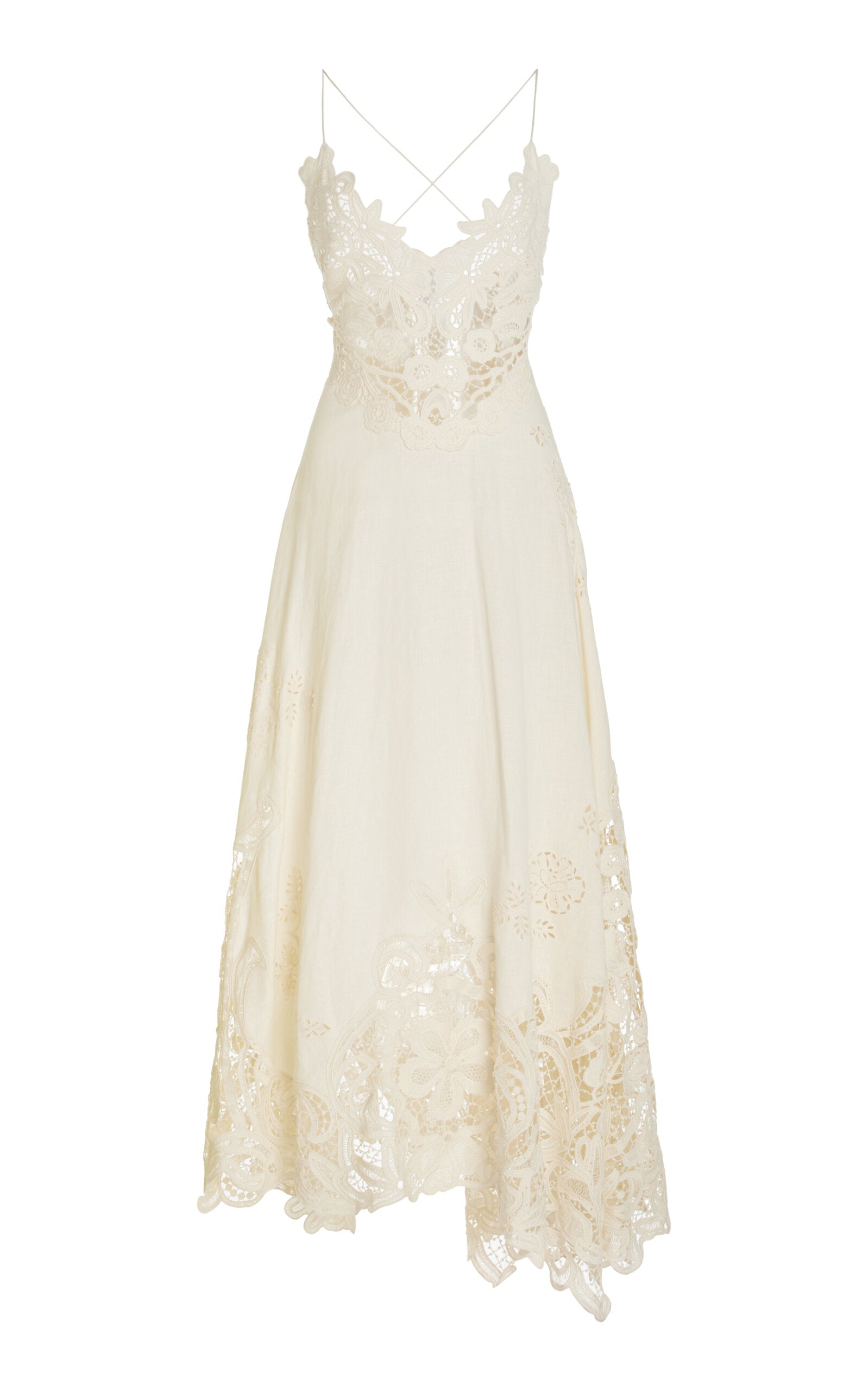 Embroidered Linen Midi Dress Full of charm simple and atmospheric