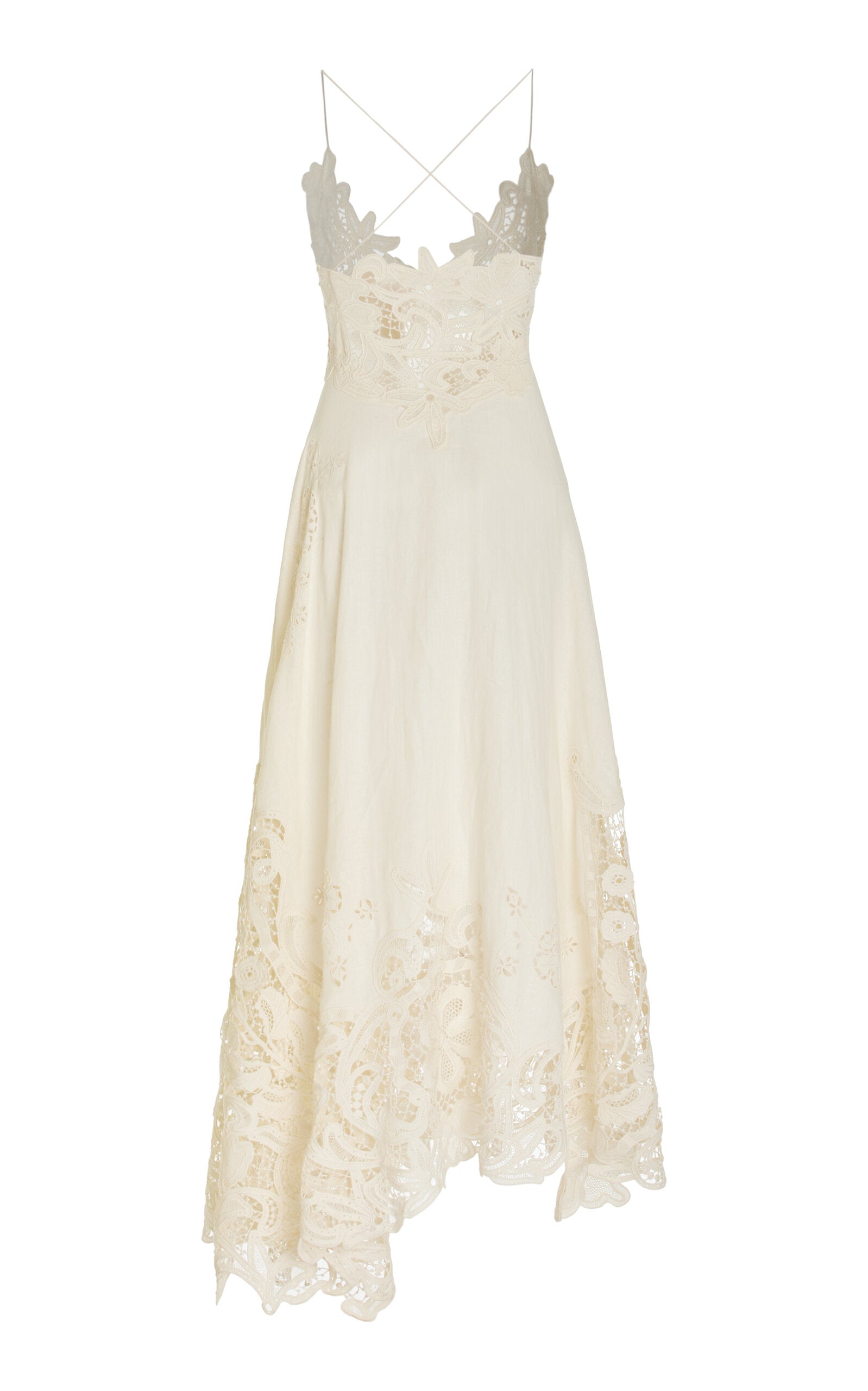 Embroidered Linen Midi Dress Full of charm simple and atmospheric