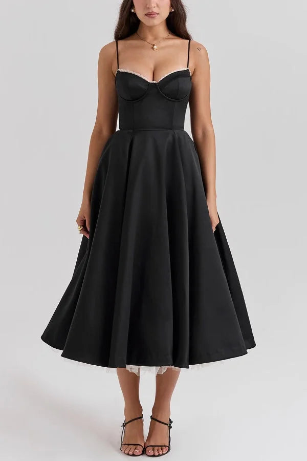 Suspender V-Neck Sleeveless Tutu Maxi Dress Simple atmospheric beautiful and unique desi