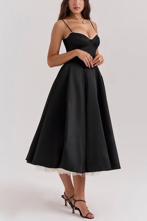 Suspender V-Neck Sleeveless Tutu Maxi Dress Simple atmospheric beautiful and unique desi