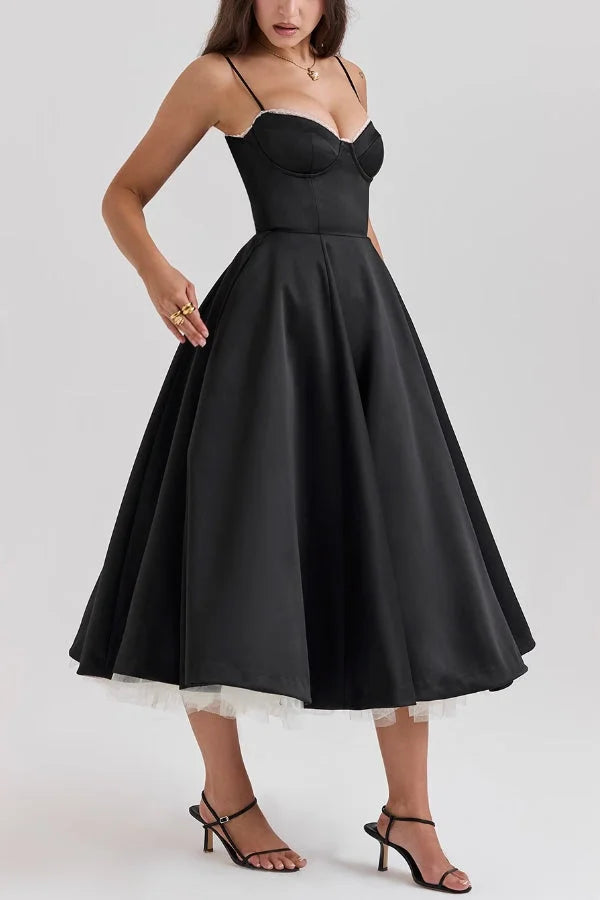 Suspender V-Neck Sleeveless Tutu Maxi Dress Simple atmospheric beautiful and unique desi