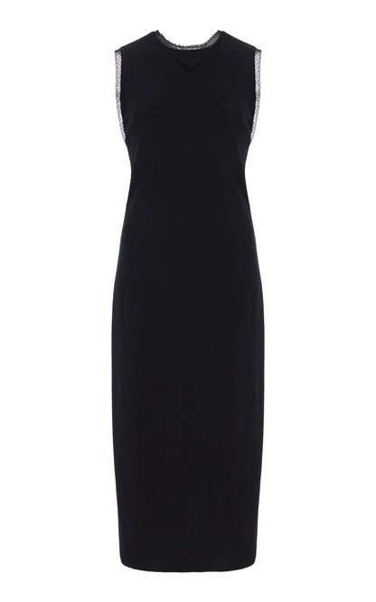 Lace-Trimmed Crepe Midi Dress Full of charm simple and atmospheric