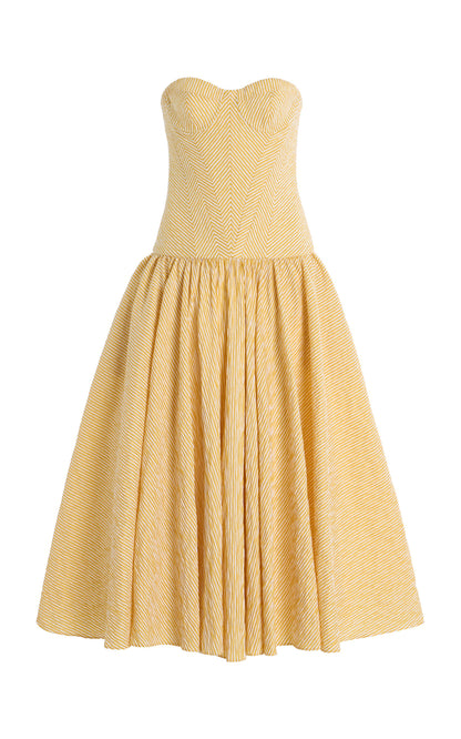 Striped Corseted Midi Dress Full of charm simple and atmospheric