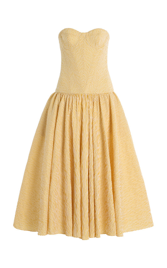 Striped Corseted Midi Dress Full of charm simple and atmospheric