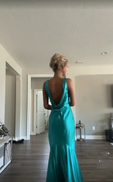 Sexy V Neck Sleeveless Evening Dress Long Prom Dresses Online