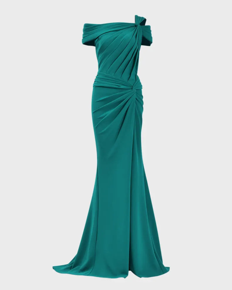 Pleated Cold-Shoulder Crepe Gown Beautiful and charming simple and unique design