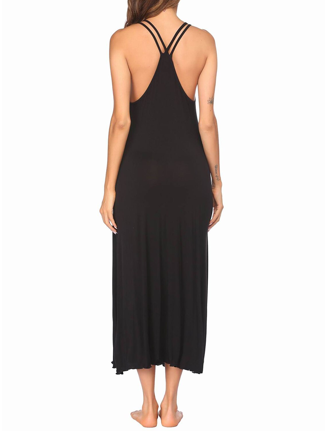 Women's Casual Dress Night Dress Dress Daily Casual Split Plain Strap Home Lounge Black Gray 2023 Summer