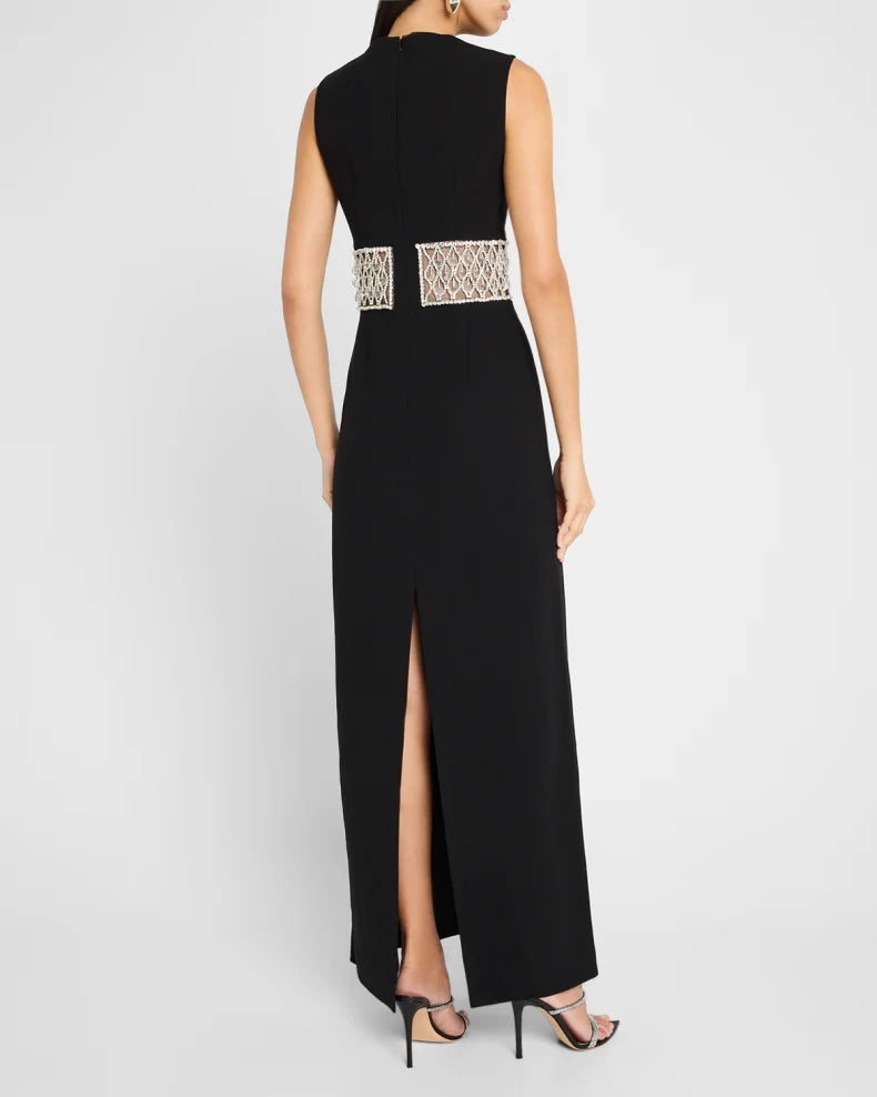 Charming and unique design Beautiful generous simple Malda Sleeveless Crystal-Embellished Gown ﻿