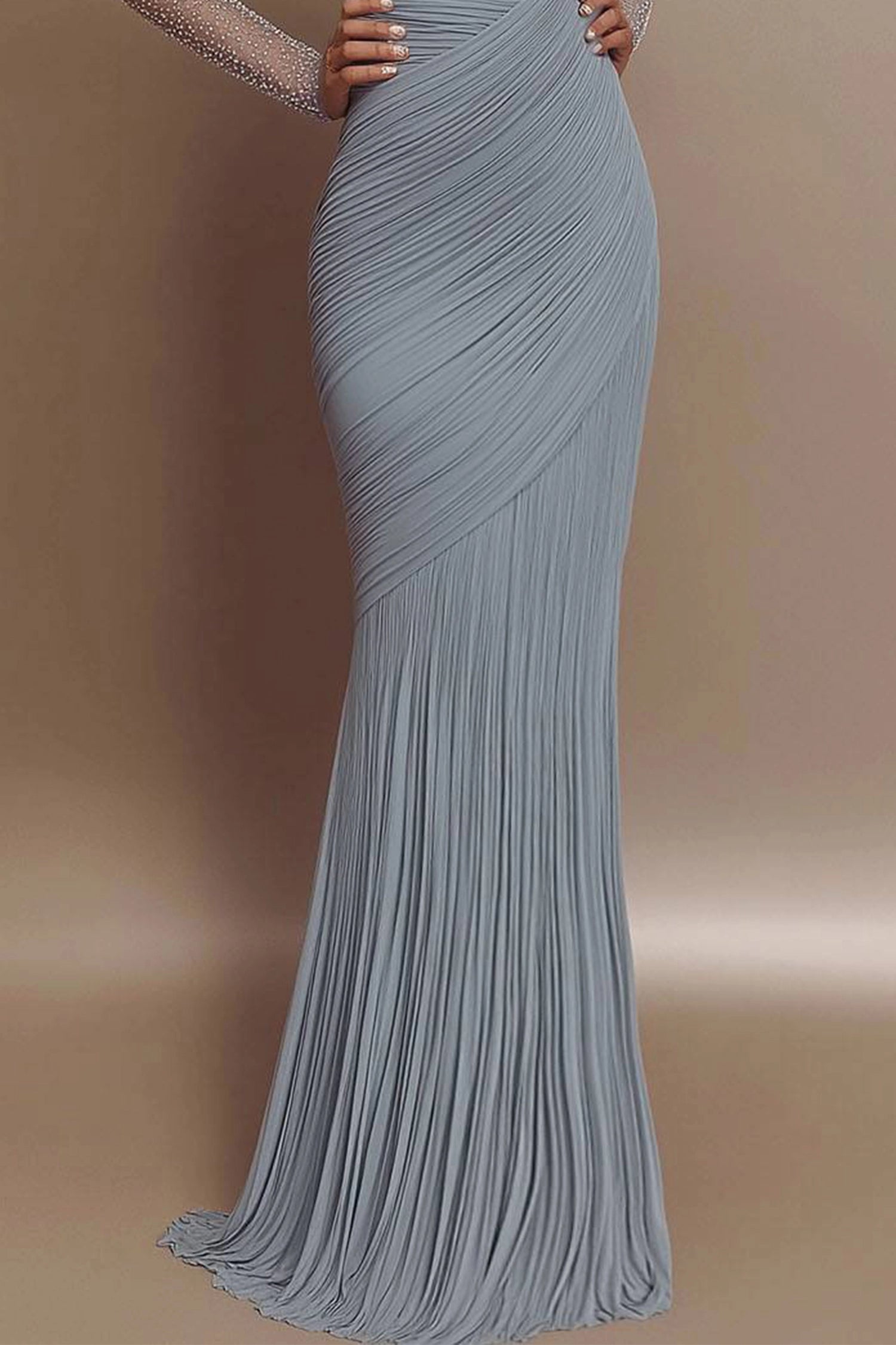 Simple beautiful generous and full of charm Evening Prom Gown Off Shoulder Glitter Pleated Light Blue Maxi Dress