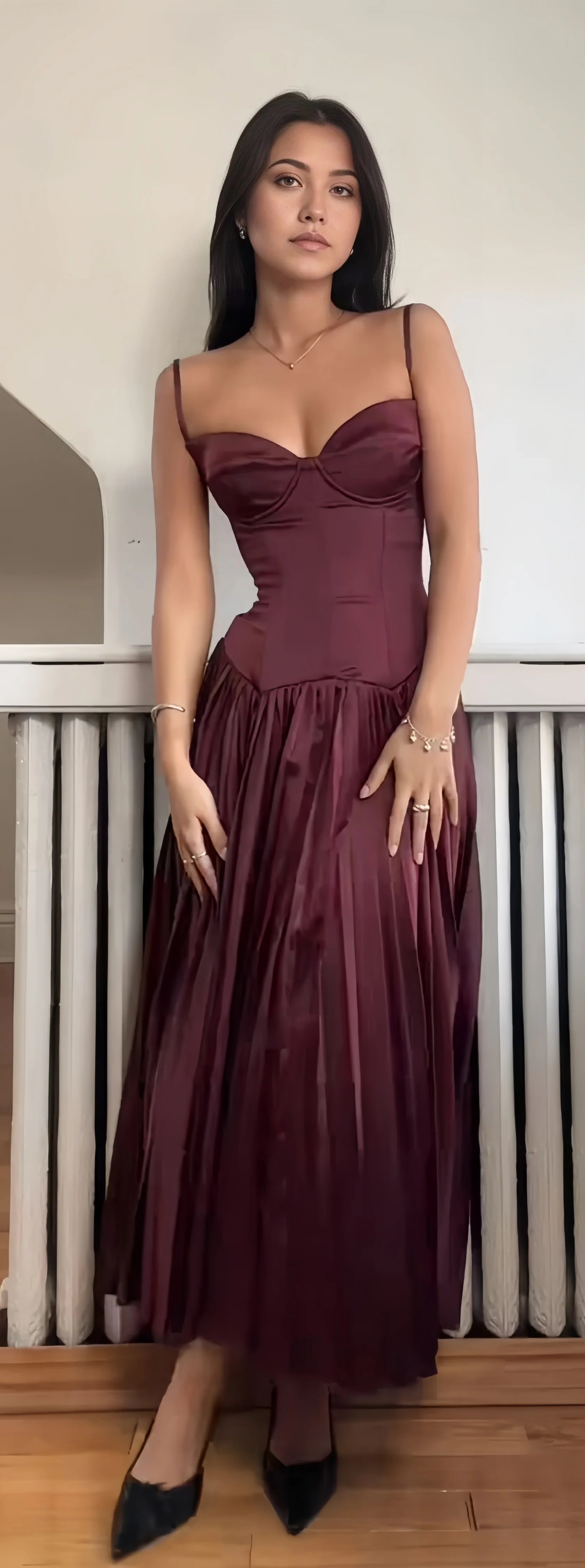 Sexy Mermaid Long Spaghetti Straps A-Line Evening Party DressProm Dress