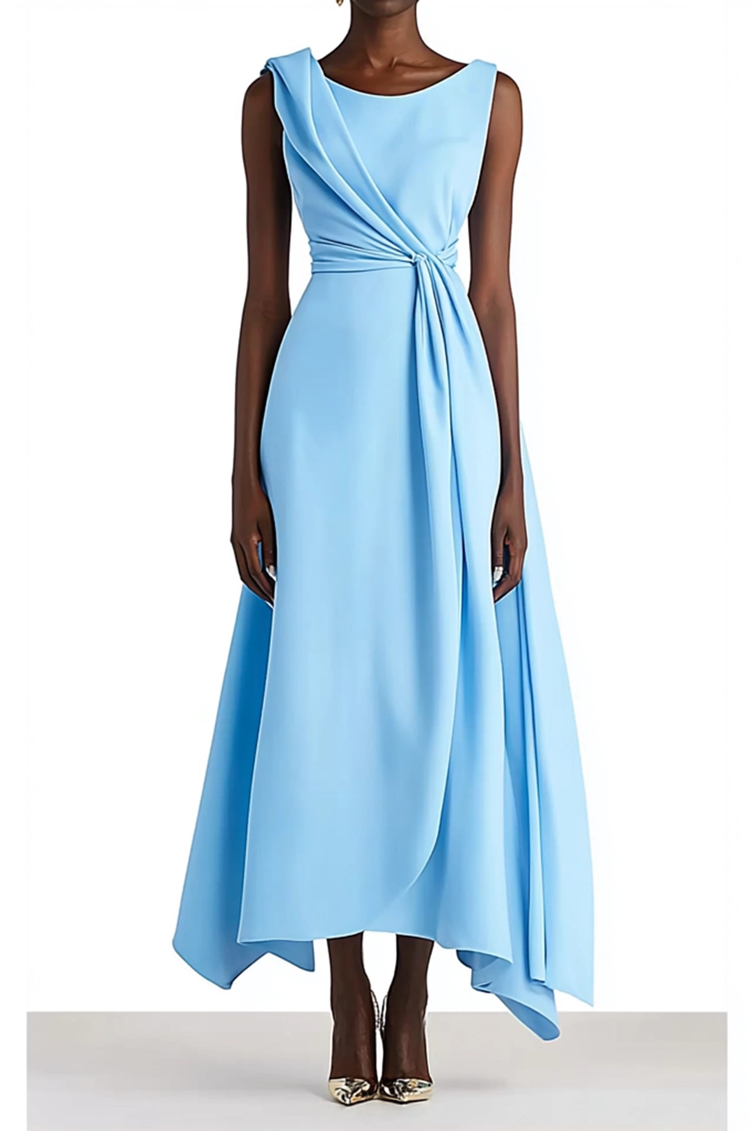 Simple beautiful generous and full of charm Party Dresses Cocktail Maxi Light Blue Sleeveless Dresses