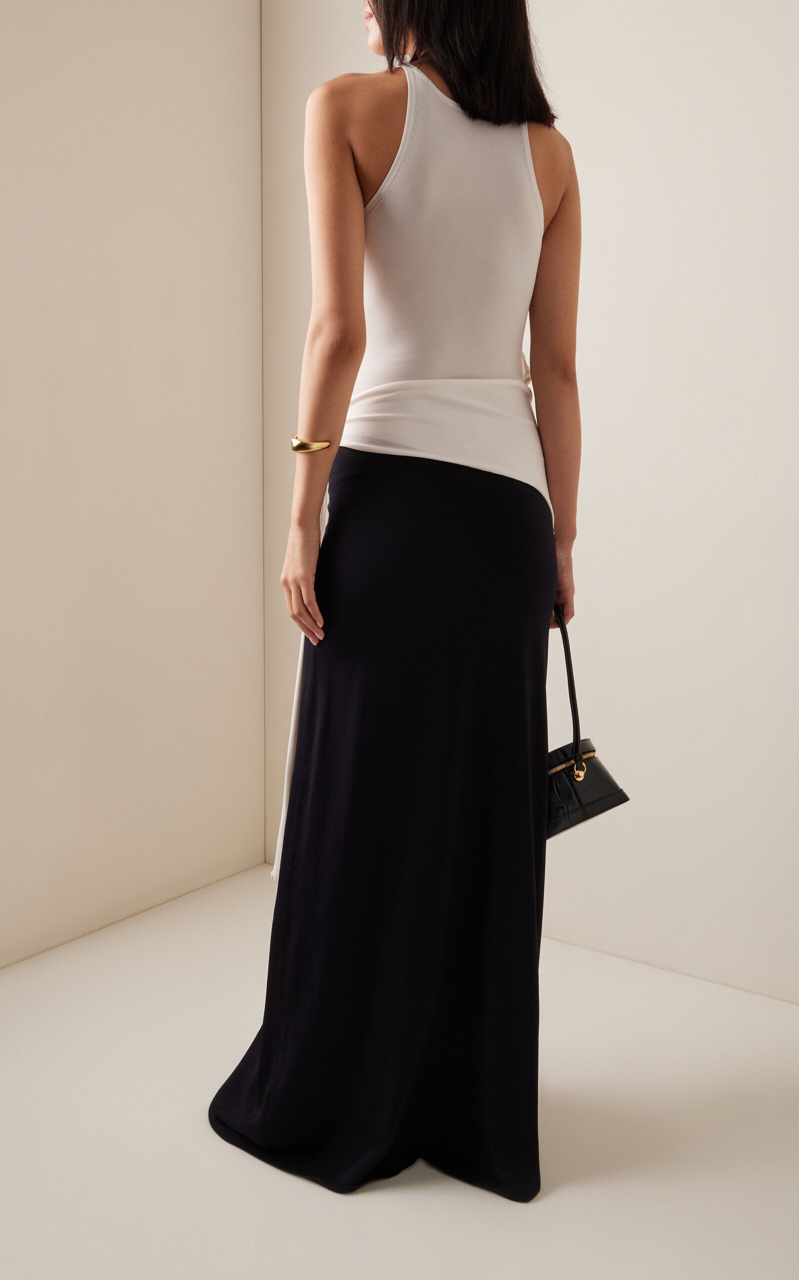 Emery Two-Tone Wrap-Effect Jersey Maxi Dress Simple gentle beautiful and grand