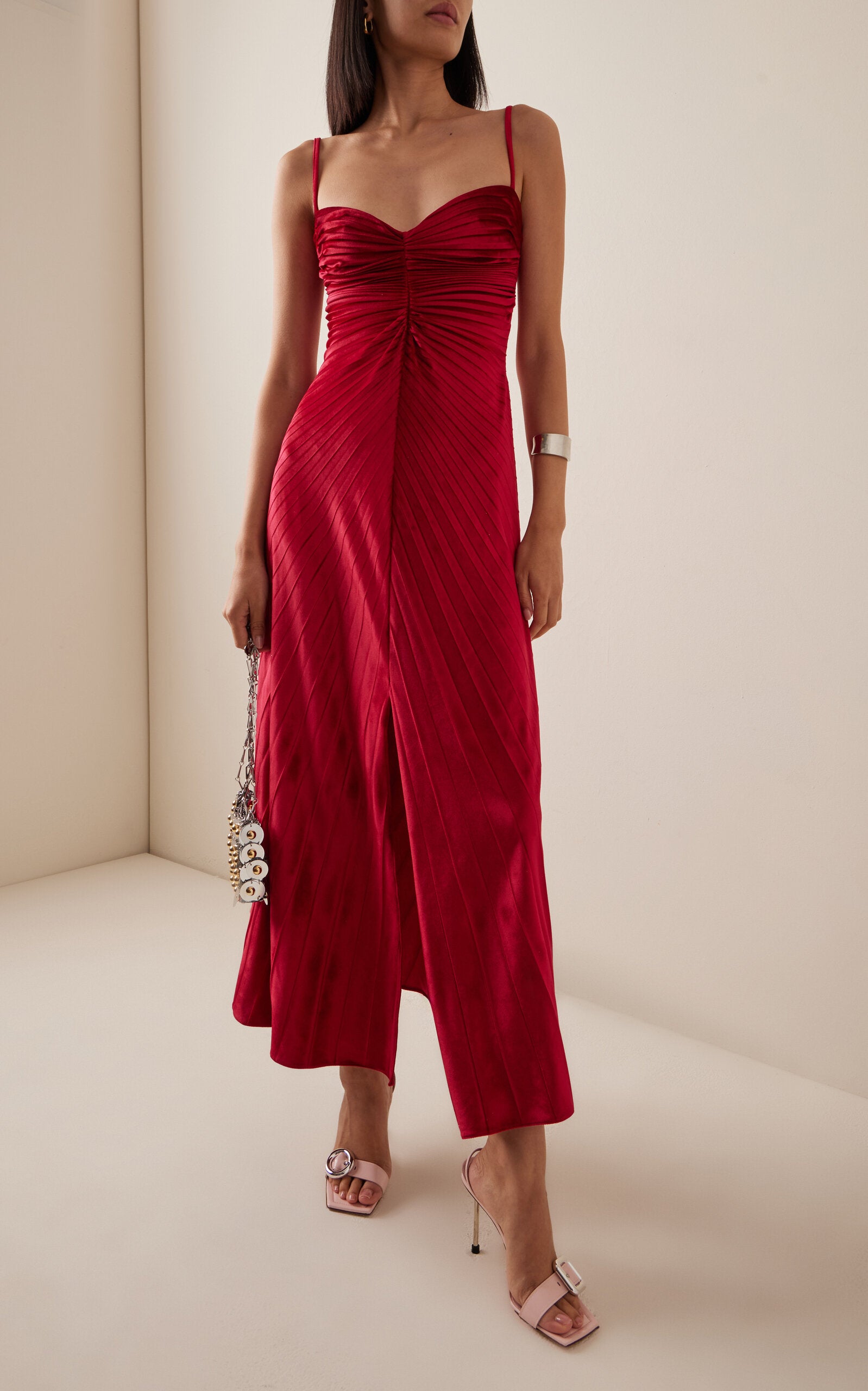 Exclusive The Remnant Pleated-Velvet Midi Dress Simple gentle beautiful and grand