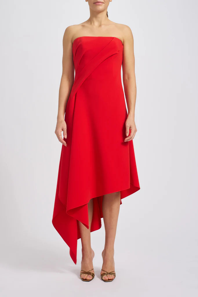 Italian stretch crepe asymmetric handkerchief strapless dress spheric beautiful and unique desig