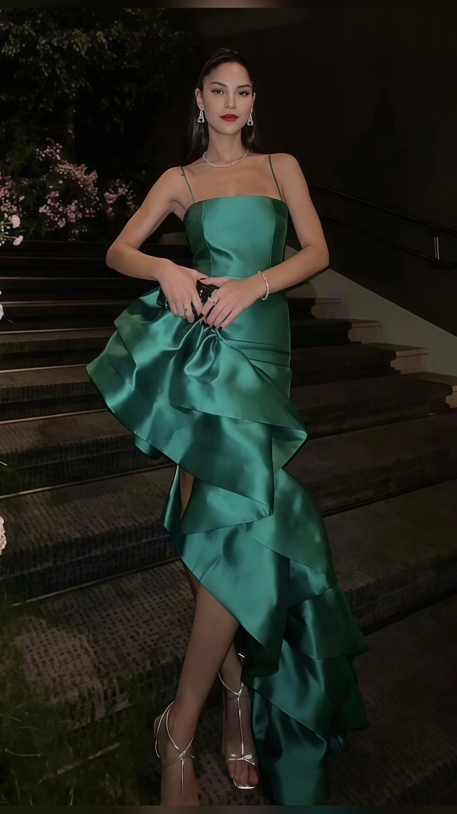 Sexy Mermaid Beautiful elegant and unique design Prom Dress Dark Green Strapless Ruffle Prom Dress Sexy Party Dress